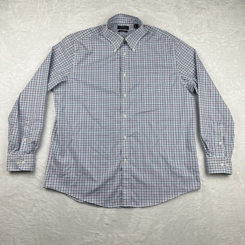 Lauren Ralph Lauren Mens XL 17 34/35 Blue Purple Check Stretch Button Down Shirt
